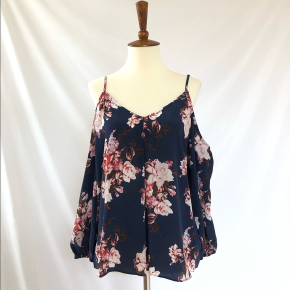 NWT Joie Floral Print Cold Shoulder Flowy Blouse - Picture 2 of 6